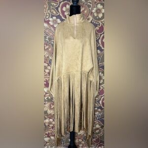 Elegant Tan Fringe Poncho